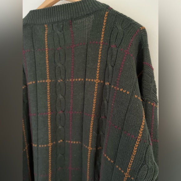 New River For J Riggings V Neck 90's Preppy Cable Knit Sweater Medium - Picture 6 of 6